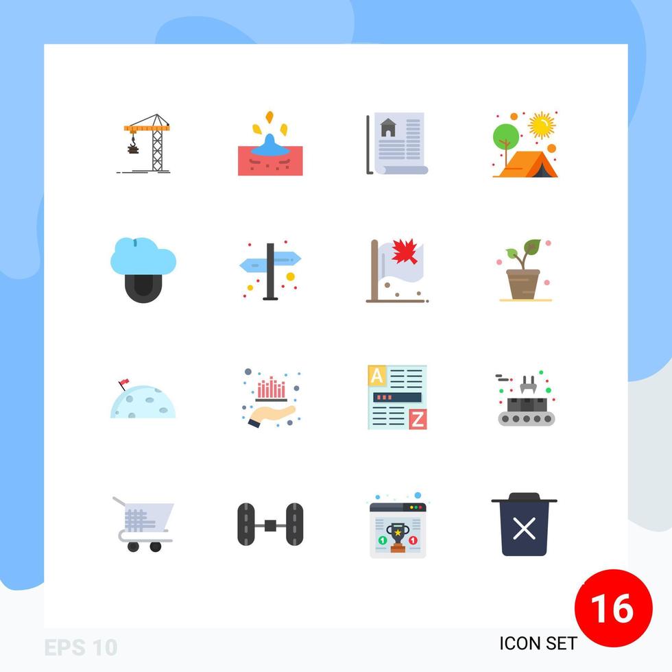 16 universell platt Färg tecken symboler av datoranvändning utomhus vatten utomhus- läger redigerbar packa av kreativ vektor design element