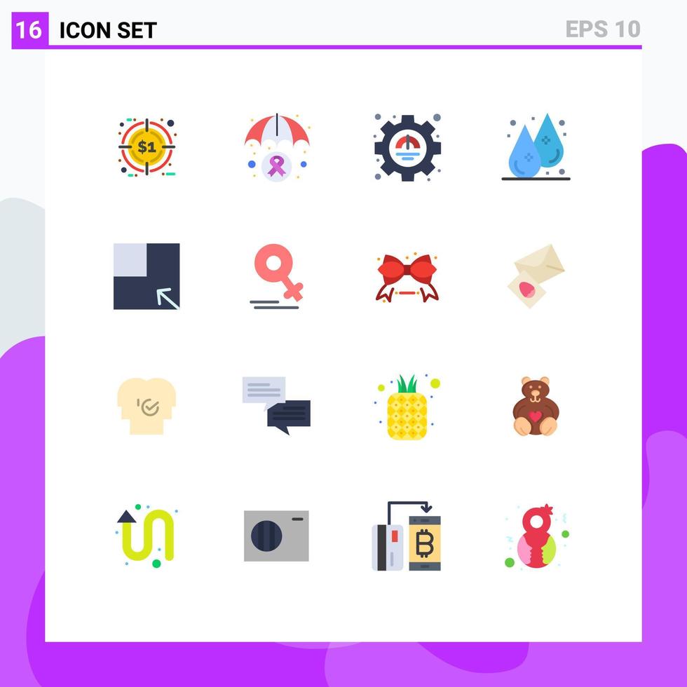 satz von 16 modernen ui-symbolen symbole zeichen für turn wassereffizienz flüssigkeitstropfen editierbares paket kreativer vektordesignelemente vektor