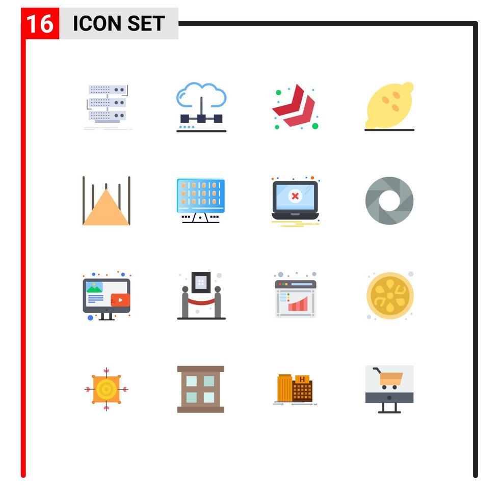 Stock Vector Icon Pack mit 16 Zeilen Zeichen und Symbolen für gesundes Obst Medien Essen unten rechts editierbares Paket kreativer Vektordesign-Elemente