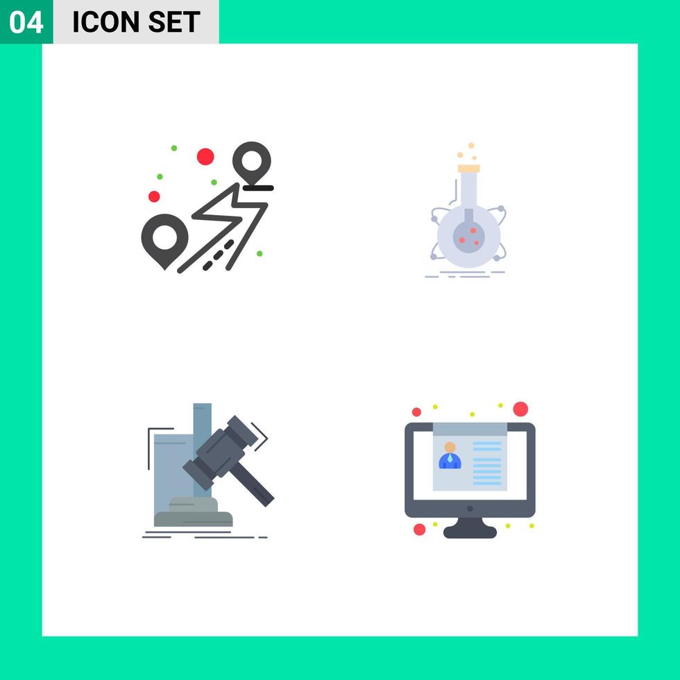 piktogram uppsättning av 4 enkel platt ikoner av plats auktion väg flaska hammare redigerbar vektor design element