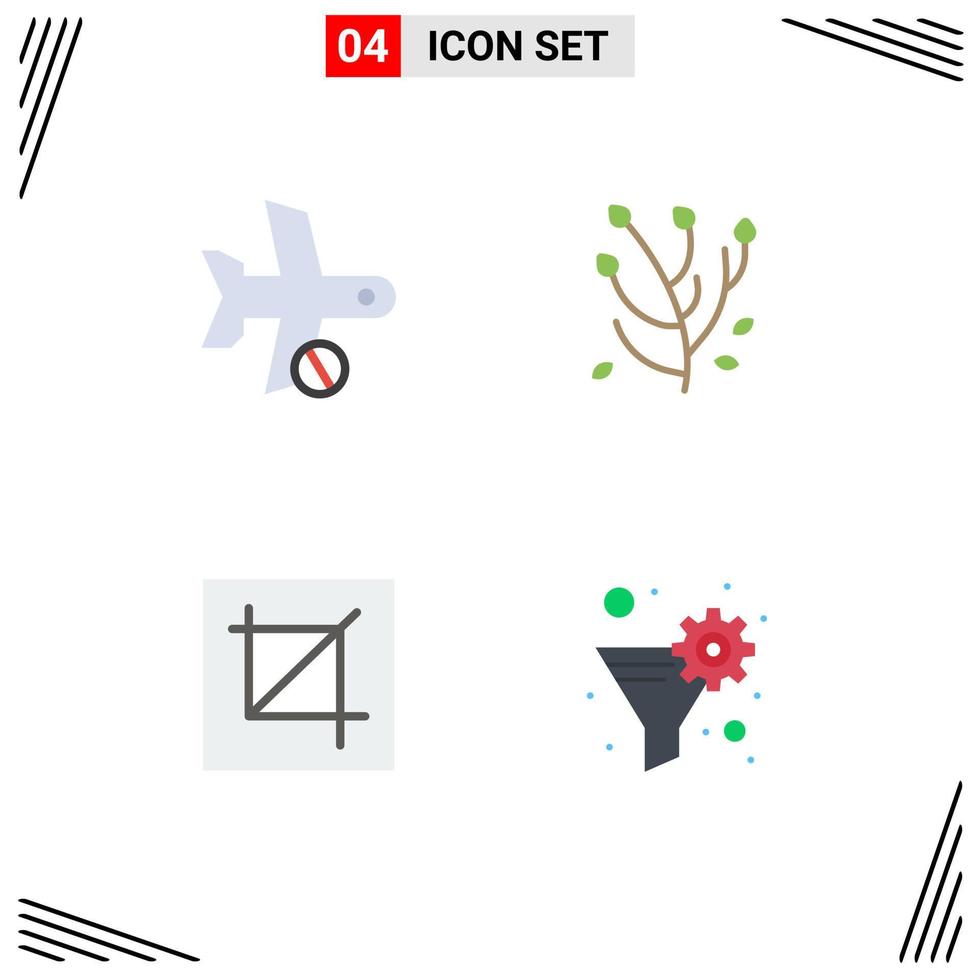universell ikon symboler grupp av 4 modern platt ikoner av annullera beskära transport anemon blomma gränssnitt redigerbar vektor design element