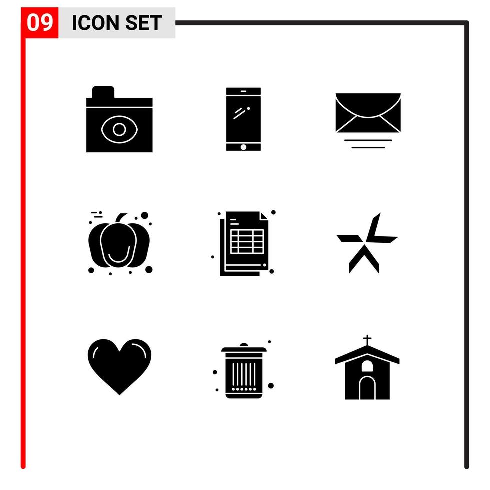 uppsättning av 9 modern ui ikoner symboler tecken för cheaque dag post mat pumpa redigerbar vektor design element