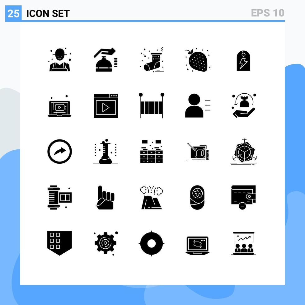 uppsättning av 25 modern ui ikoner symboler tecken för kraft märka jul natt jordgubb redigerbar vektor design element