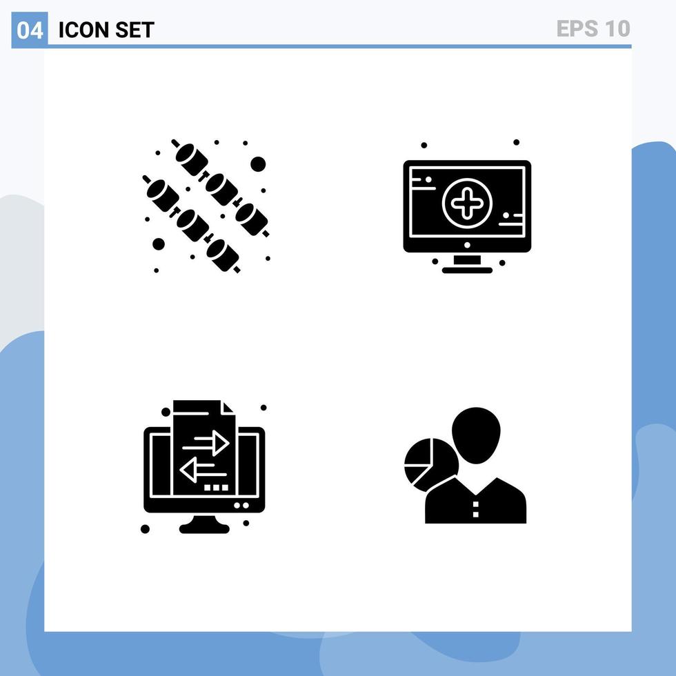 satz von 4 modernen ui-symbolen symbole zeichen für lebensmitteltransfer medizinische bankdiagramm editierbare vektordesignelemente vektor