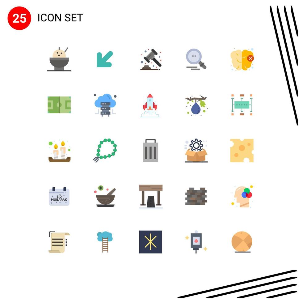 grupp av 25 platt färger tecken och symboler för spel fält bank sinne hjärna redigerbar vektor design element