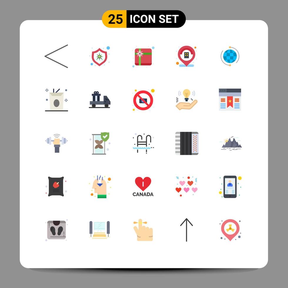 grupp av 25 platt färger tecken och symboler för global ansluta gåva företag plats redigerbar vektor design element