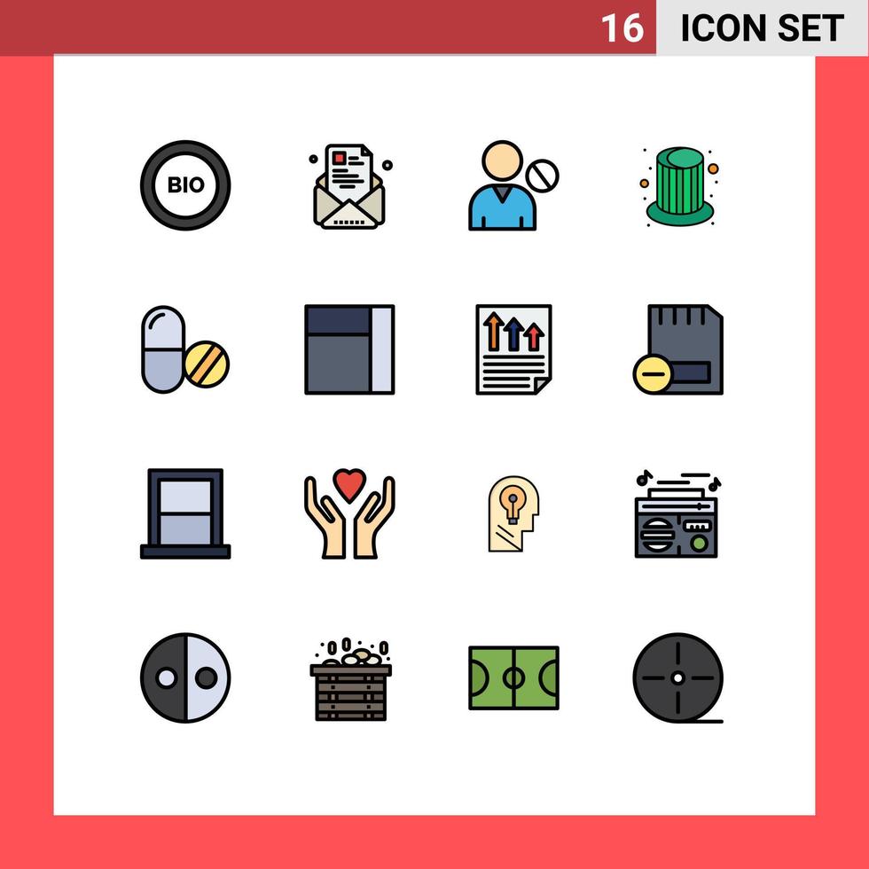 platt Färg fylld linje packa av 16 universell symboler av hatt användare nyhetsbrev människor mänsklig redigerbar kreativ vektor design element