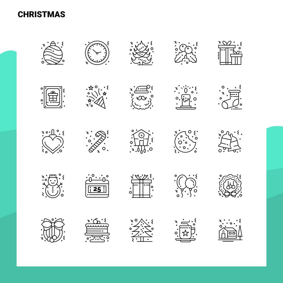 uppsättning av jul linje ikon uppsättning 25 ikoner vektor minimalism stil design svart ikoner uppsättning linjär piktogram packa