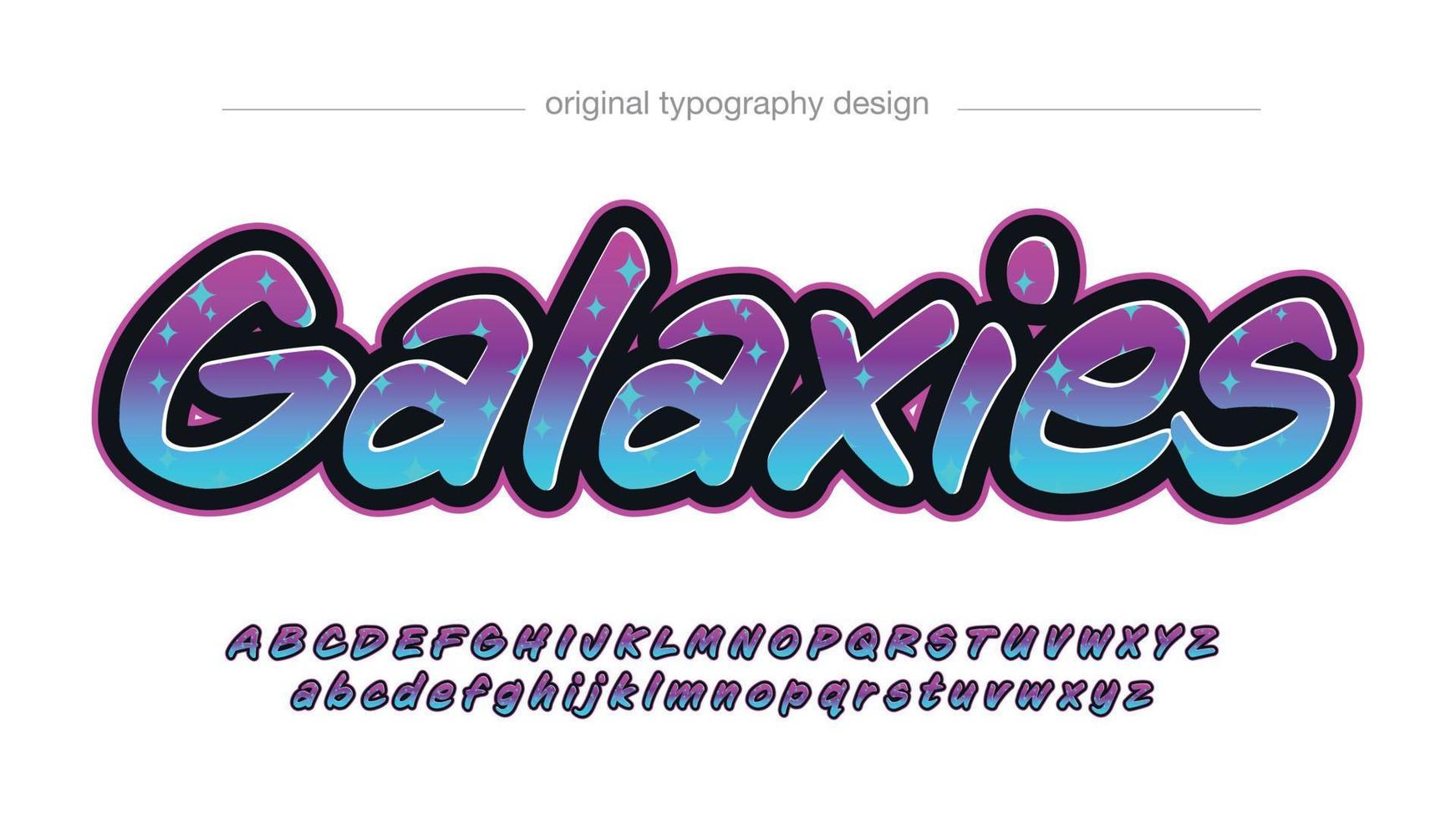 lila och blå tecknad serie typografi vektor