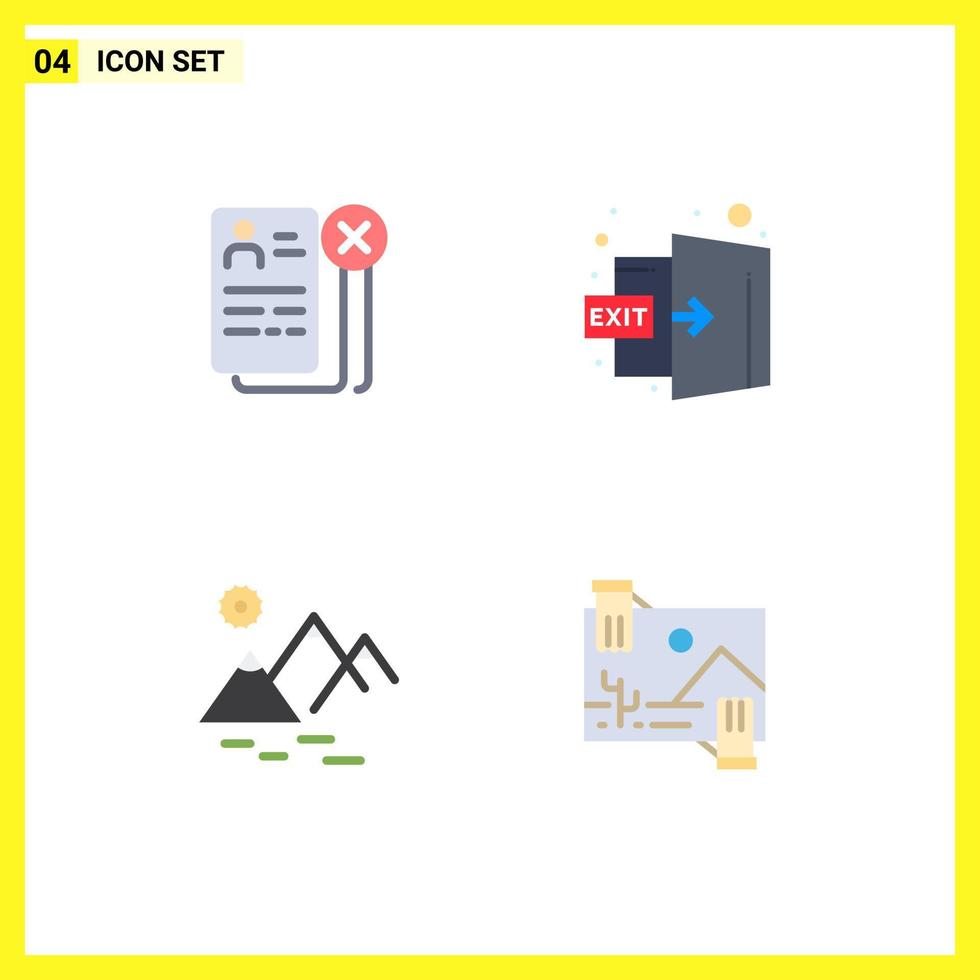 flaches Icon-Paket mit 4 universellen Symbolen für das Geschäftsumfeld Job Exit Sonne editierbare Vektordesign-Elemente vektor