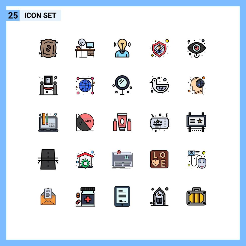 modern uppsättning av 25 fylld linje platt färger och symboler sådan som företag säkerhet tabell anställd person redigerbar vektor design element