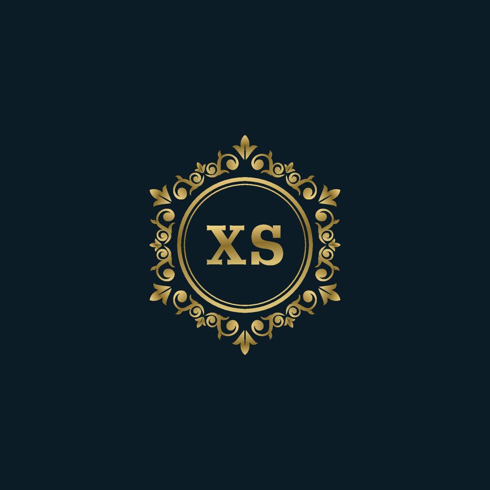 brev xs logotyp med lyx guld mall. elegans logotyp vektor mall.