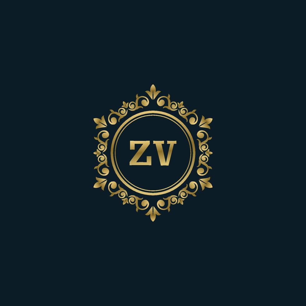 brev zv logotyp med lyx guld mall. elegans logotyp vektor mall.