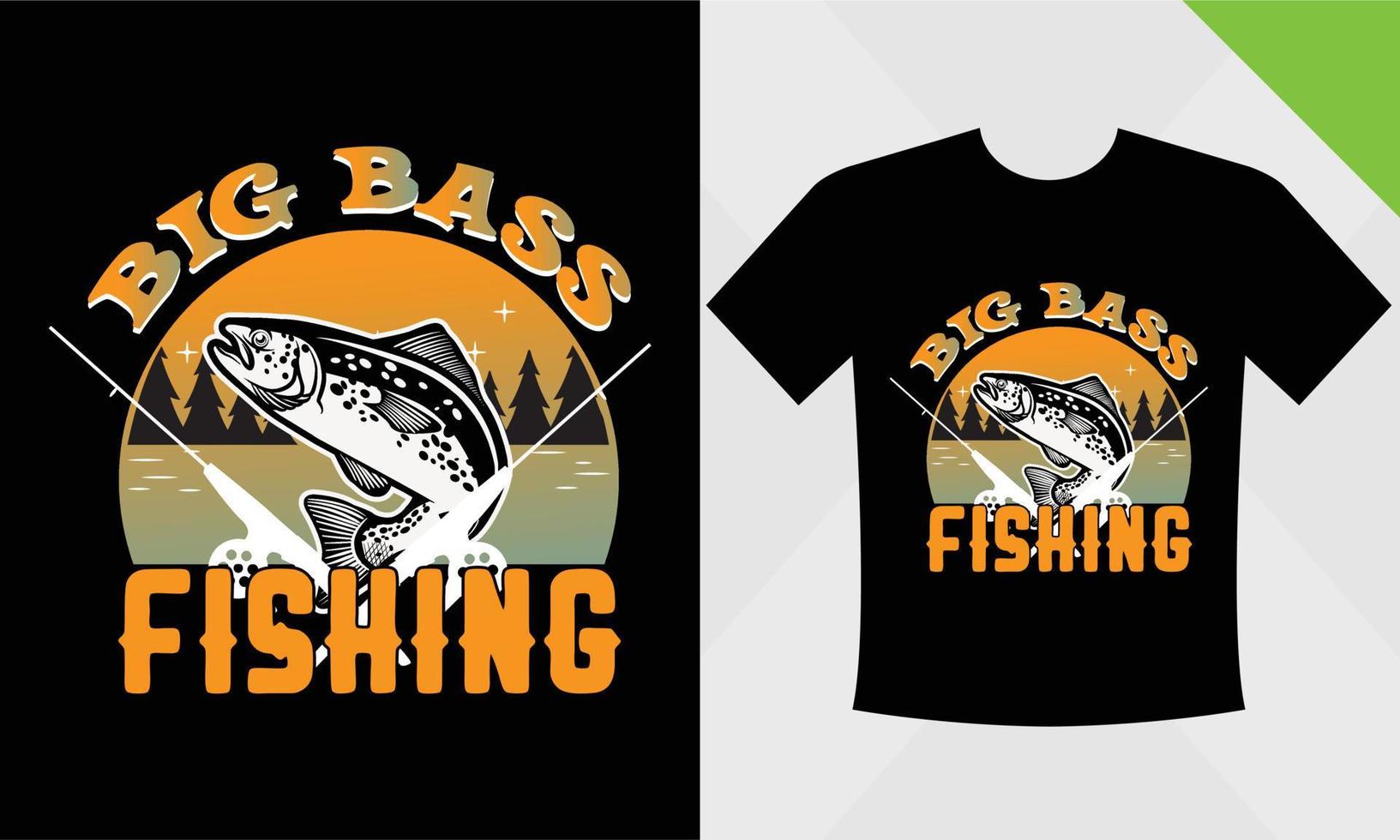 Big Bass Fishing T-Shirt Design und Vektordesign vektor