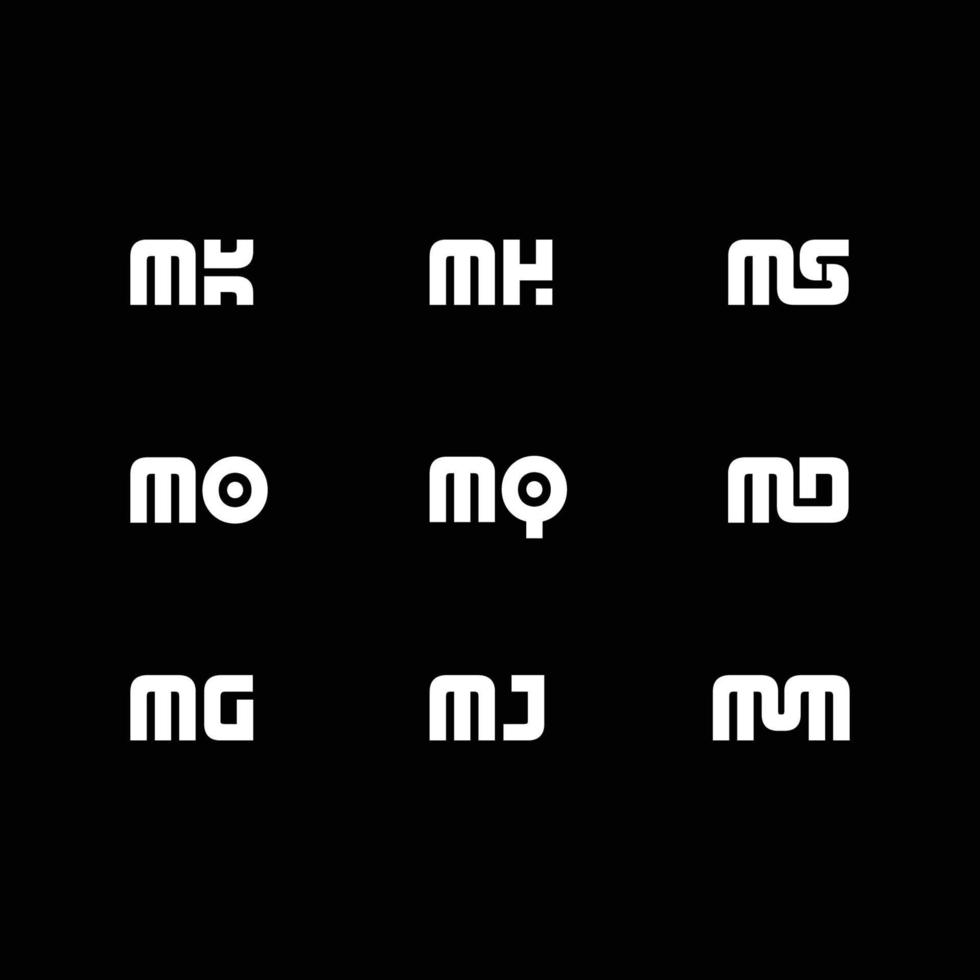 kräftige moderne Buchstabenlogos in Schwarz und Weiß vektor