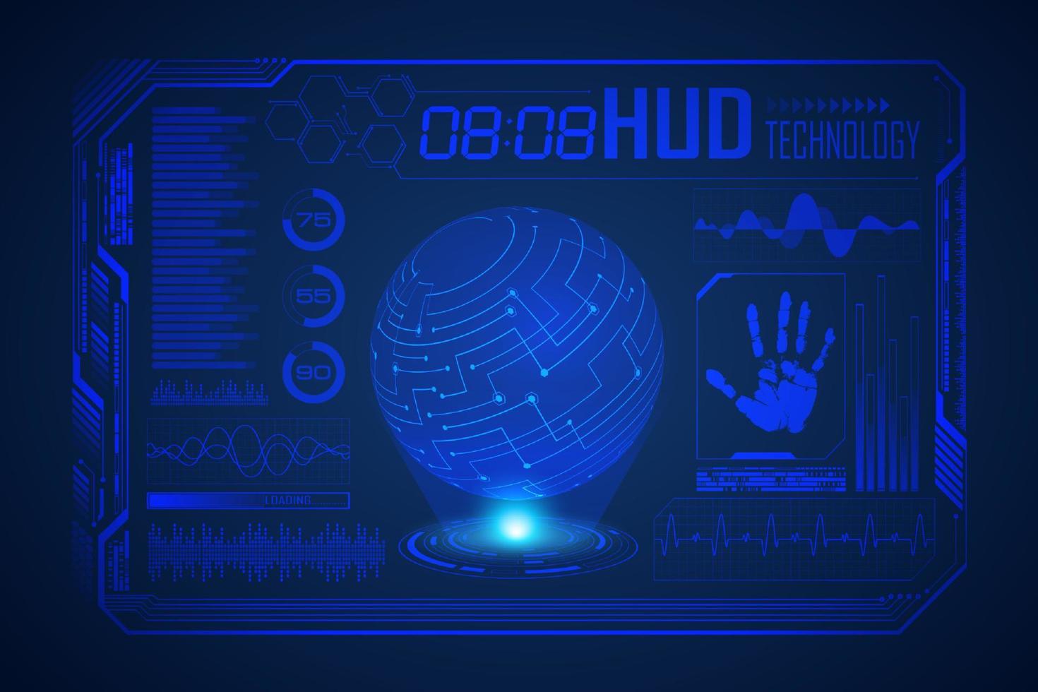 moderner hud-technologie-bildschirmhintergrund vektor