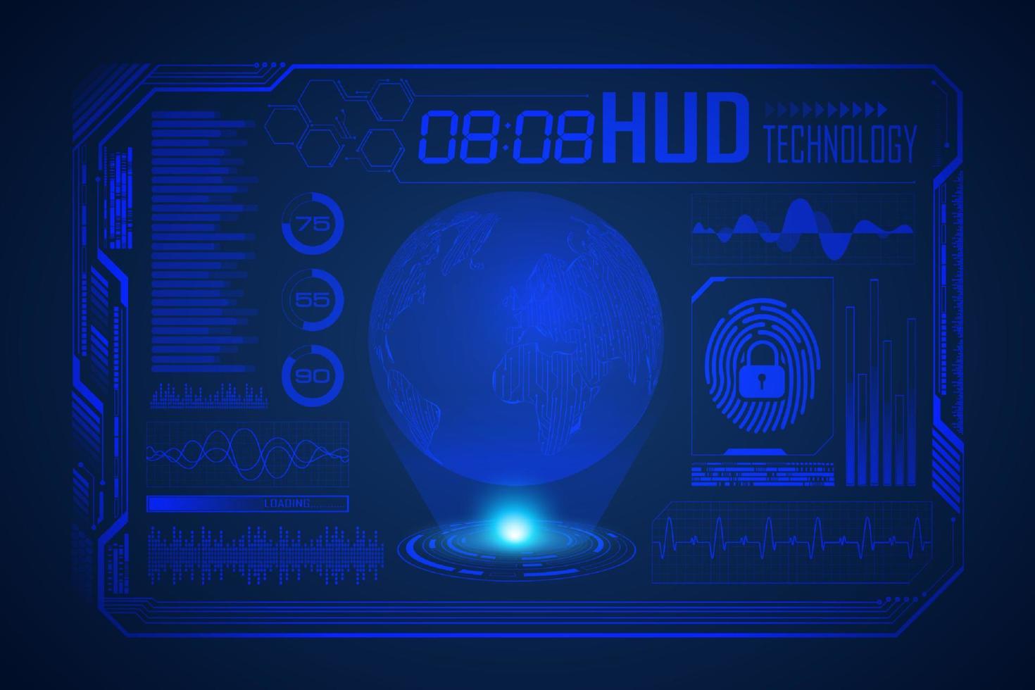 moderner hud-technologie-bildschirmhintergrund vektor