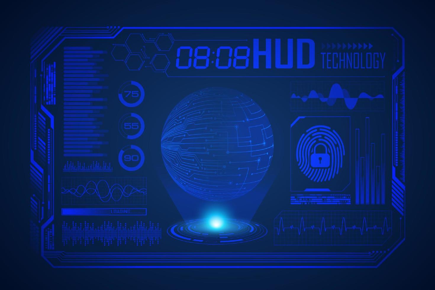 moderner hud-technologie-bildschirmhintergrund vektor