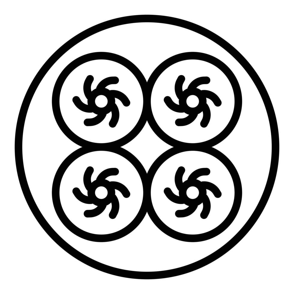 Platte Baozi Symbol Umrissvektor. Dampf essen vektor