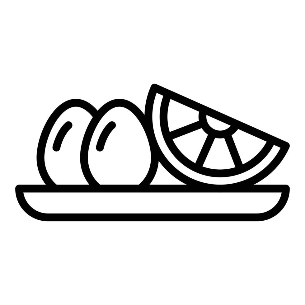 citron- ägg mat ikon översikt vektor. kött maträtt vektor