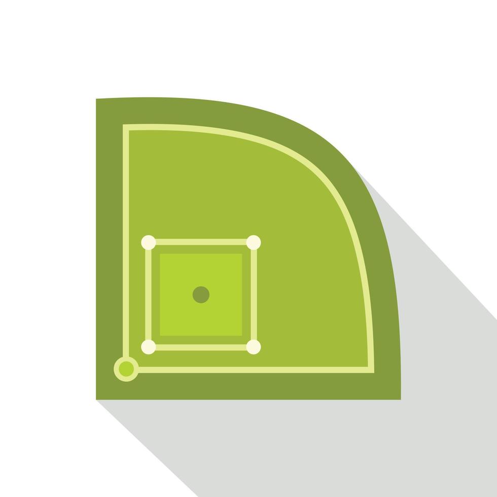 grünes Baseballfeld-Symbol, flacher Stil vektor