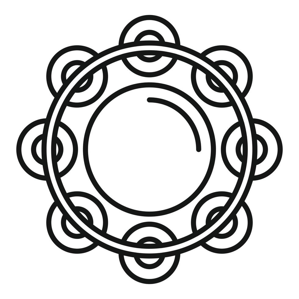 Timbrel-Tamburin-Symbol-Umrissvektor. Musiktrommel vektor