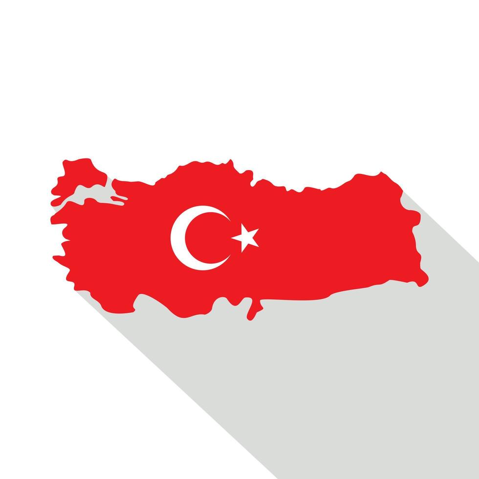 türkei-karte in nationalflaggenfarben symbol flachen stil vektor