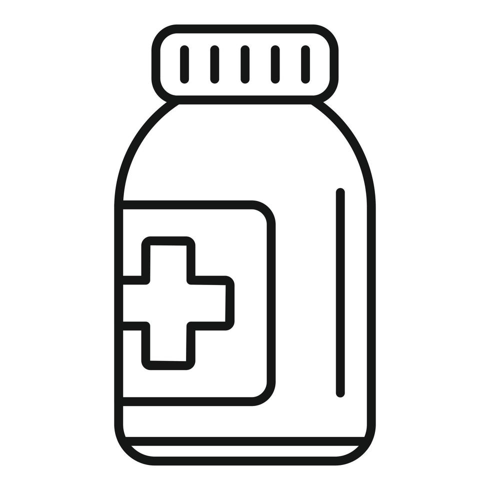 Pillenglas-Symbol-Umrissvektor. Krankenhauspflege vektor