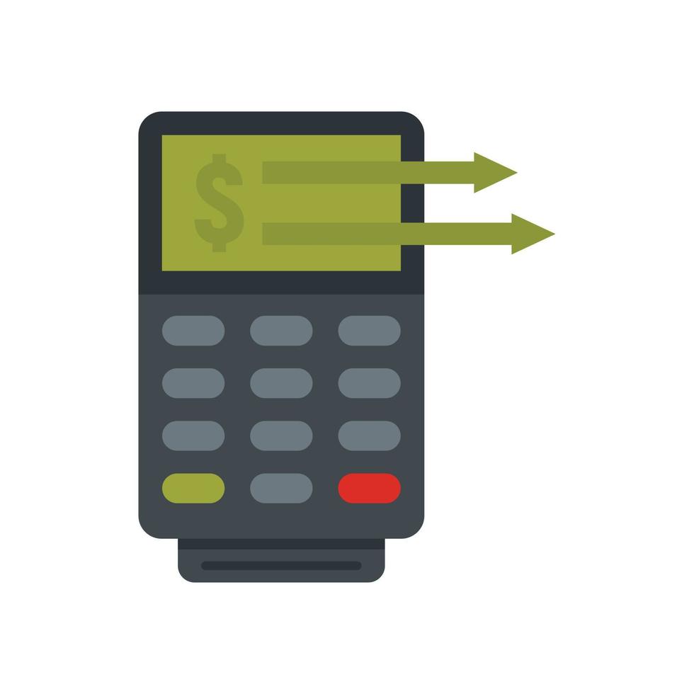 Geldtransfer-Terminal-Symbol flach isolierter Vektor