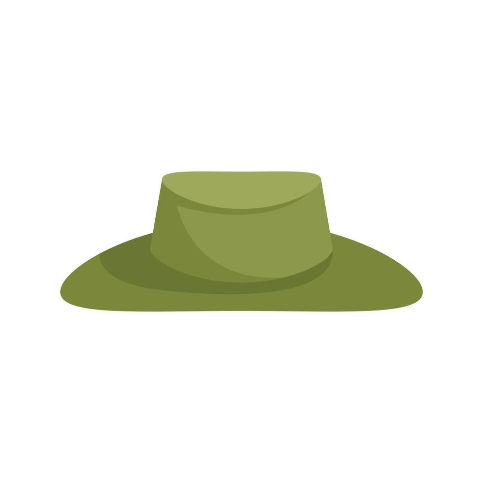 jägare grön hatt ikon platt isolerat vektor