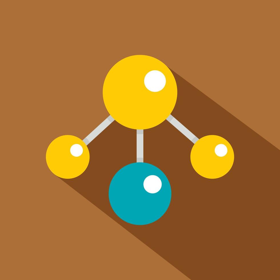 Gelbes und blaues Atomstruktur-Symbol, flacher Stil vektor