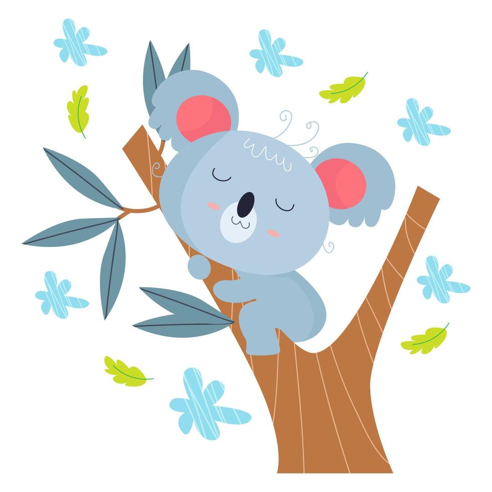 koala-zeichentrickfiguren, die für kinderbekleidungsdesigns geeignet sind vektor