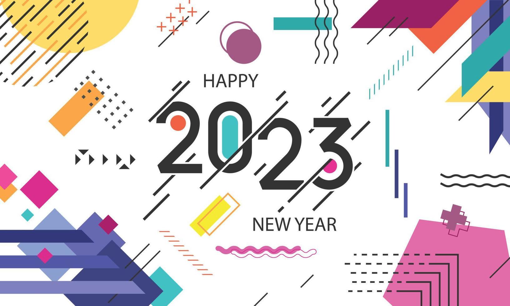 guten rutsch ins neue jahr 2023 illustration mit modernem geometrischem abstraktem gestaltungselement. geeignet für Banner, Hintergrund, Grußkarte etc. vektor