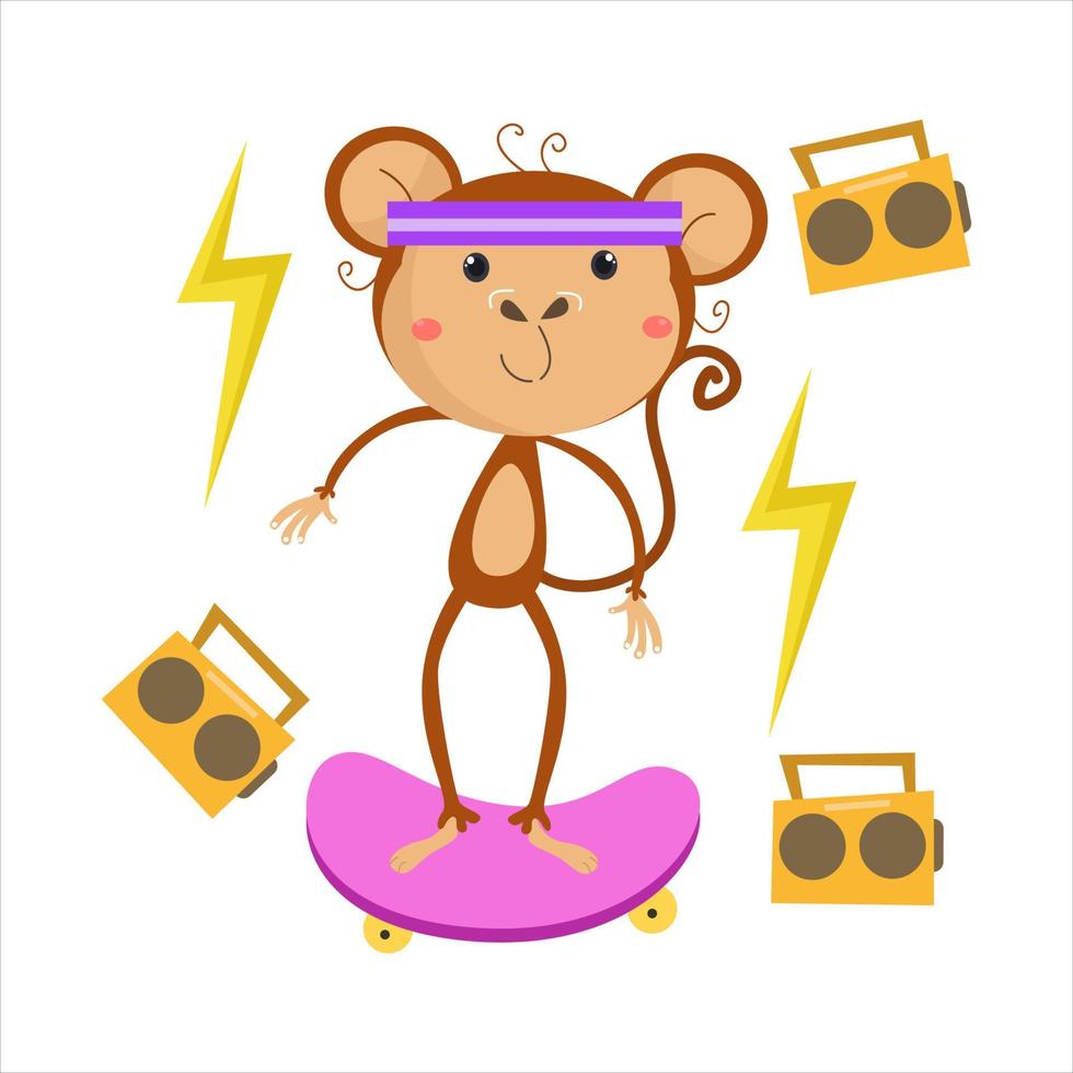 Cartoon-Affe-Vektor-Illustrationsfigur geeignet für Kinderbekleidungsdesigns vektor