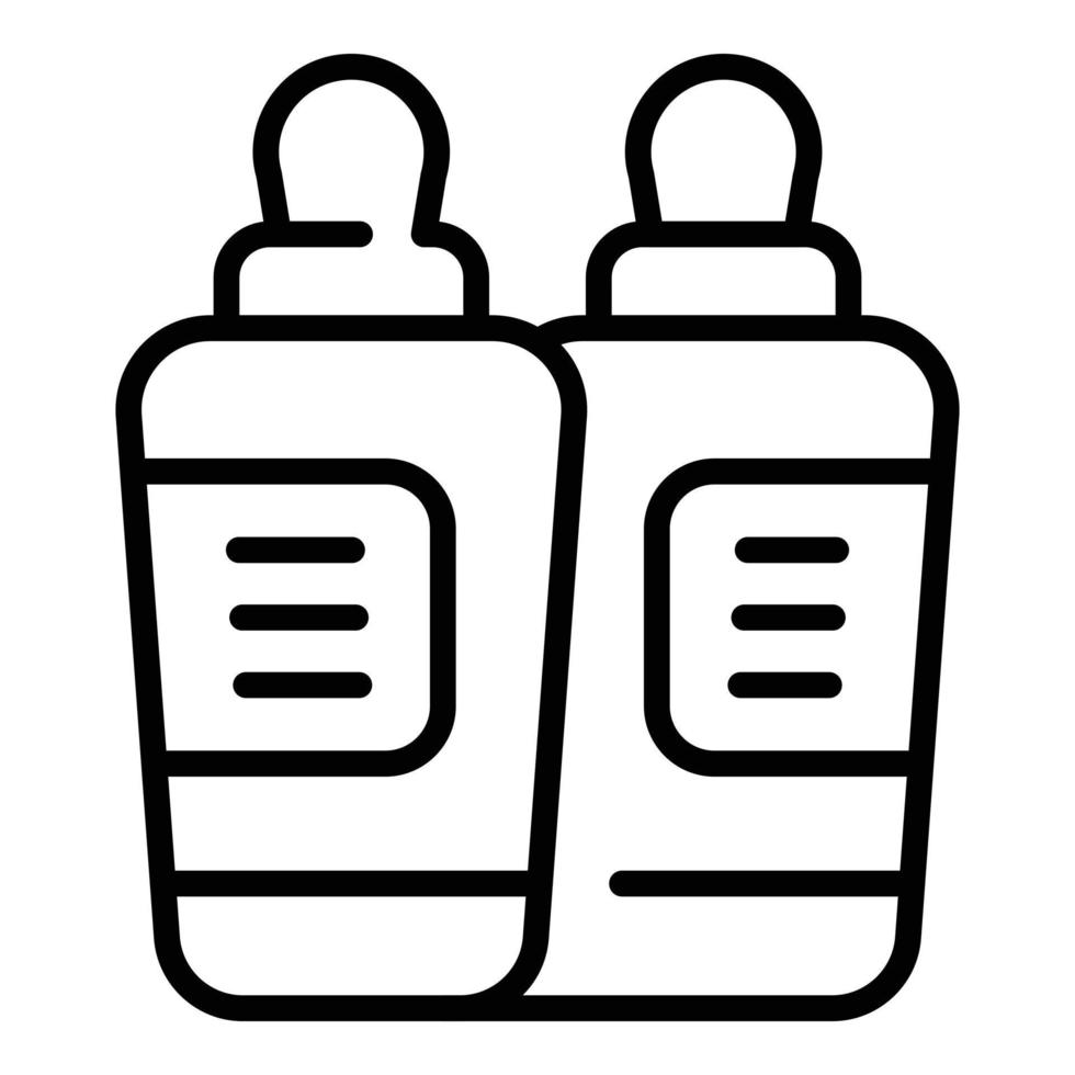 Symbol Umrissvektor für Shampoo-Flasche. Schönheitspflege vektor