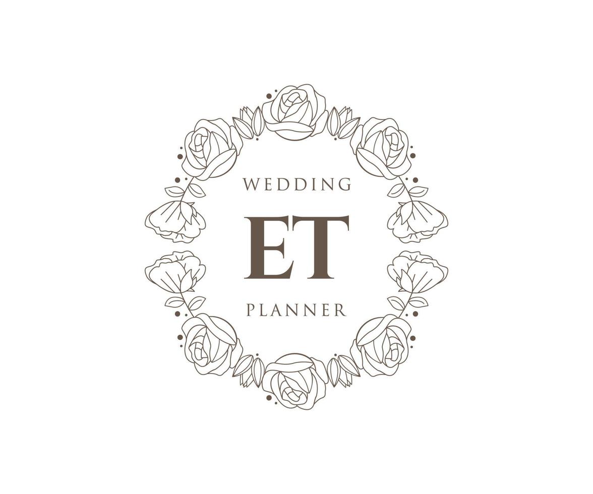 et initials brief hochzeitsmonogramm logos sammlung, handgezeichnete moderne minimalistische und florale vorlagen für einladungskarten, save the date, elegante identität für restaurant, boutique, café im vektor