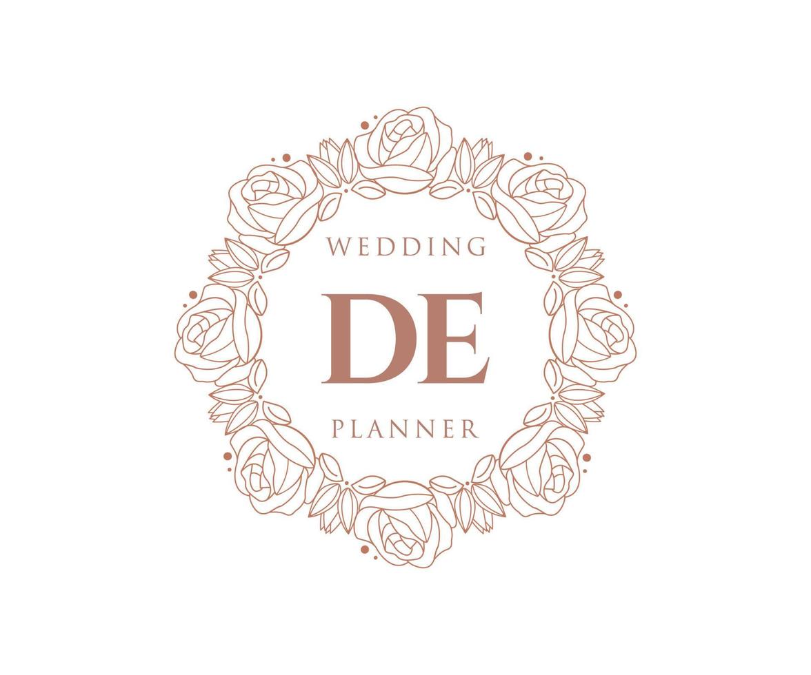 de initials brief hochzeitsmonogramm logos sammlung, handgezeichnete moderne minimalistische und florale vorlagen für einladungskarten, save the date, elegante identität für restaurant, boutique, café im vektor