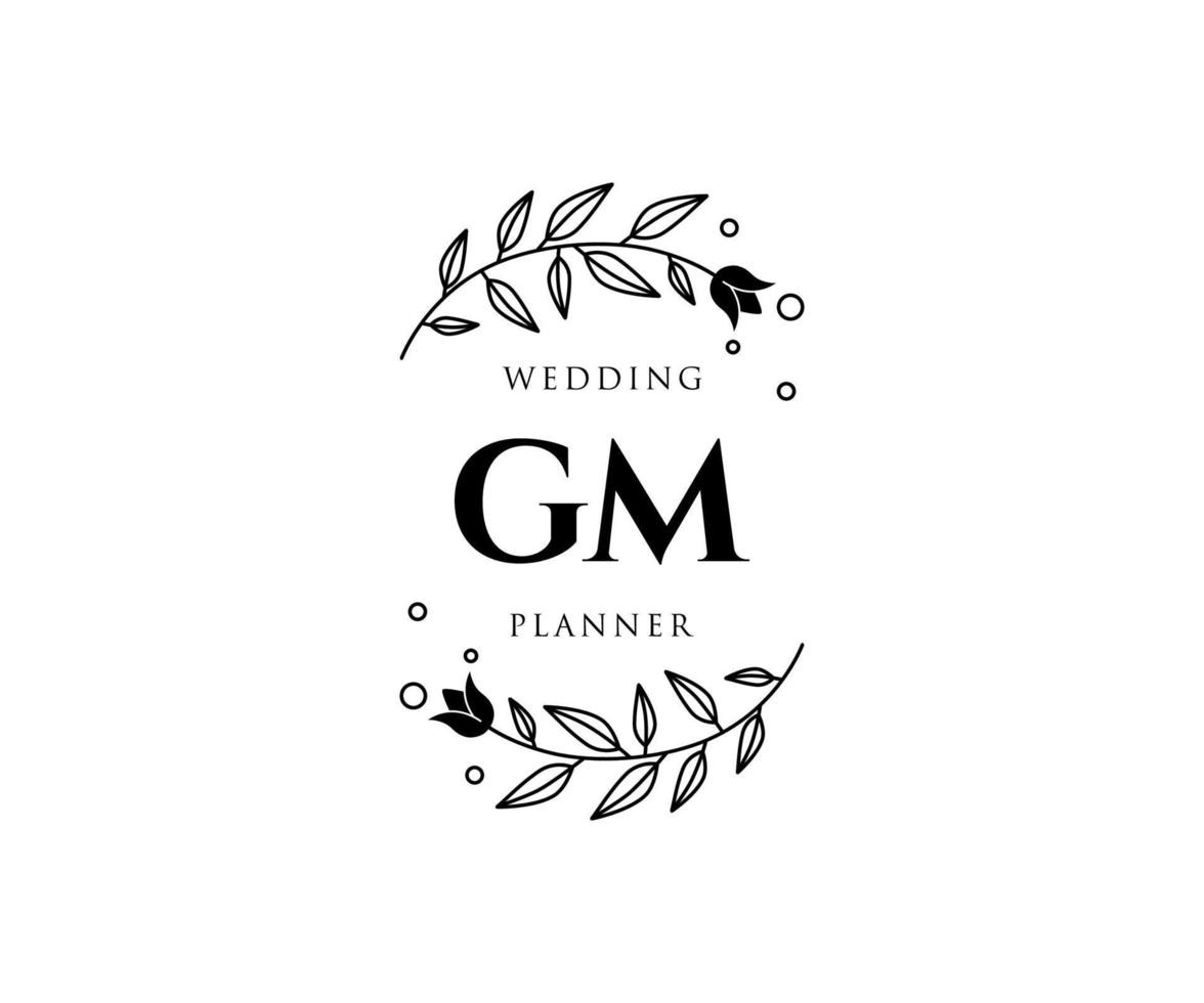 gm initialer brev bröllop monogram logotyper samling, hand dragen modern minimalistisk och blommig mallar för inbjudan kort, spara de datum, elegant identitet för restaurang, boutique, Kafé i vektor