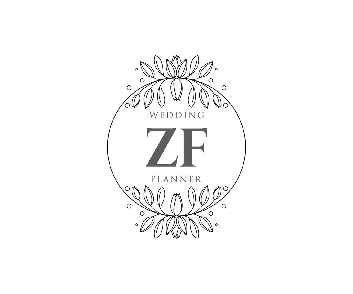 zf initialer brev bröllop monogram logotyper samling, hand dragen modern minimalistisk och blommig mallar för inbjudan kort, spara de datum, elegant identitet för restaurang, boutique, Kafé i vektor