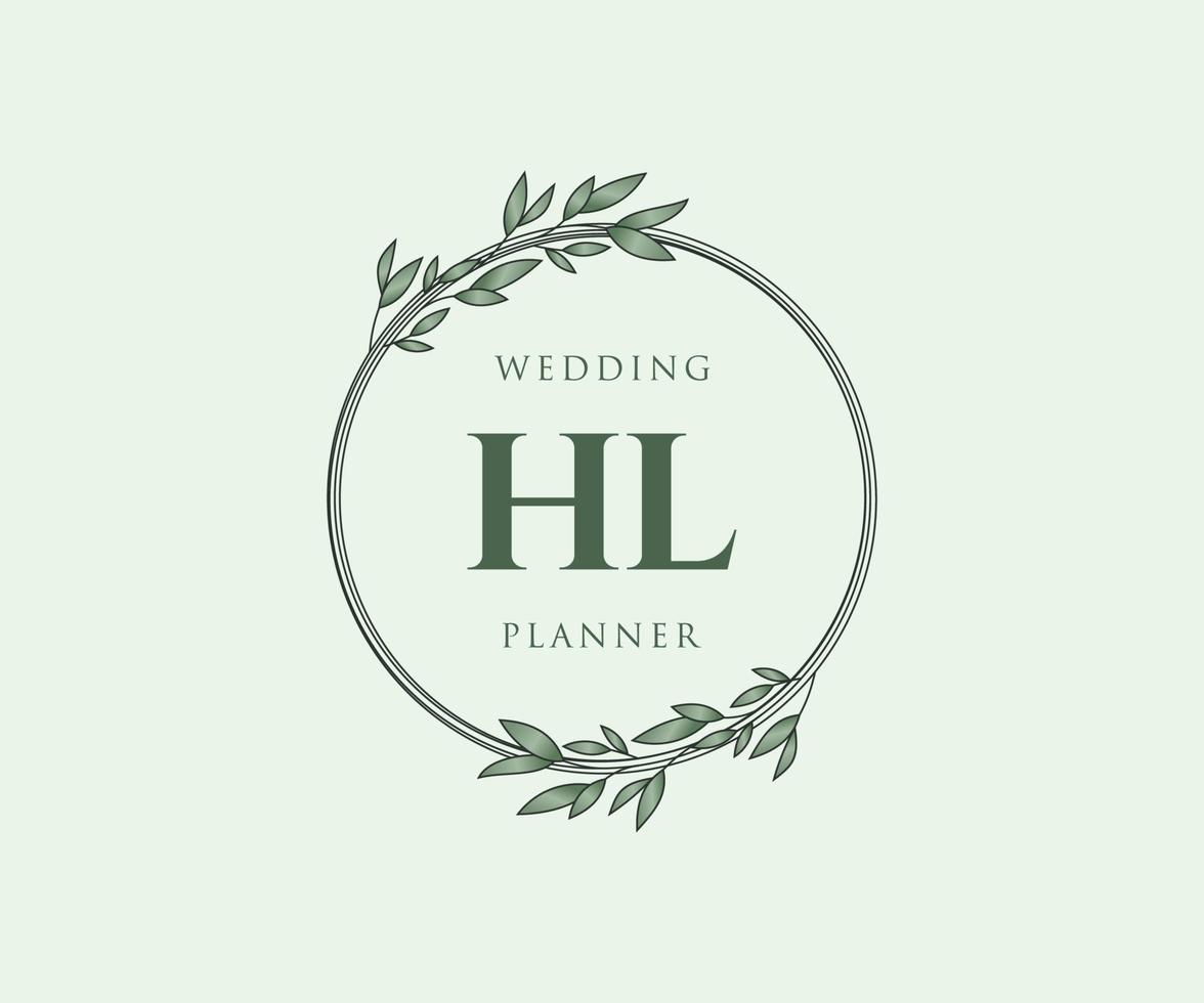 hl initialen brief hochzeit monogramm logos sammlung, handgezeichnete moderne minimalistische und florale vorlagen für einladungskarten, save the date, elegante identität für restaurant, boutique, café im vektor