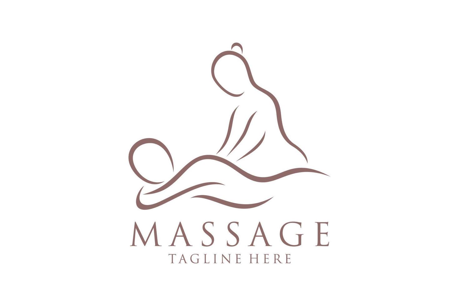 Körpermassage-Logo, Körper-Spa-Center-Symbol, Massagesalon, Spa, Entspannung, Verjüngung, ätherisches Öl, weißer Hintergrund, Vektorillustration vektor