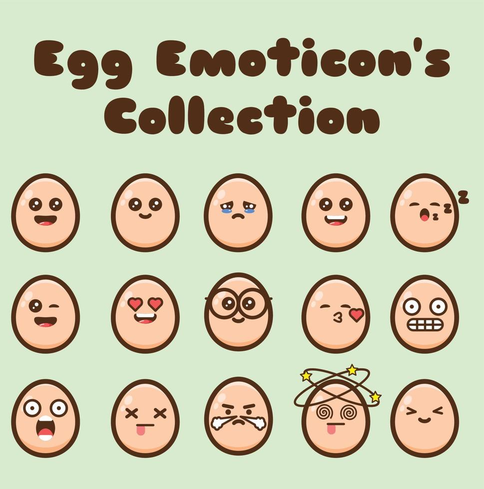 eine Sammlung süßer Eierillustrationen mit verschiedenen Ausdrucksformen vektor