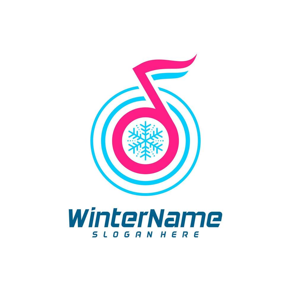 Winter-Musik-Logo-Vorlage, Winter-Logo-Design-Vektor vektor