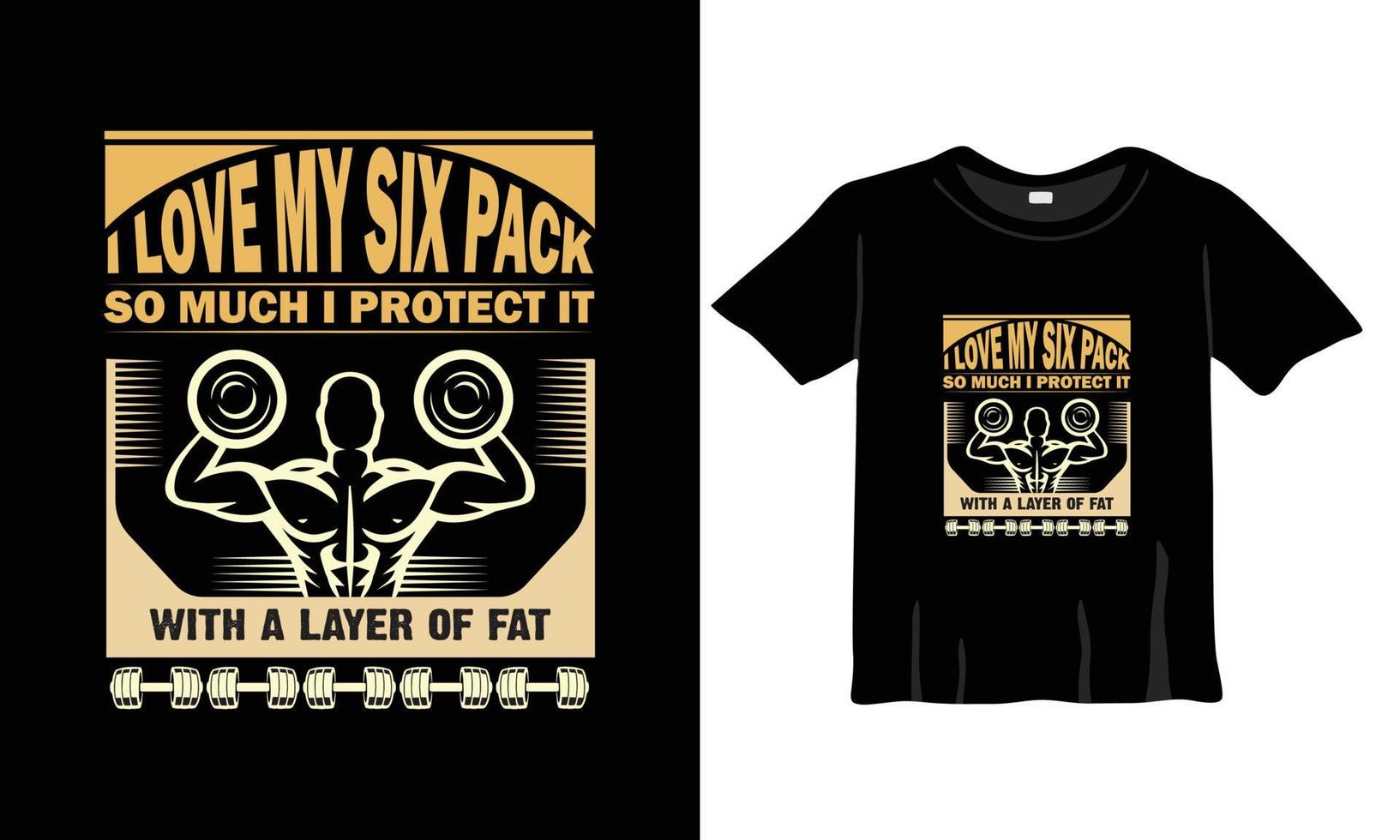 Ich liebe mein Sixpack so sehr, lustiger Fitness-T-Shirt-Designvektor. vektor