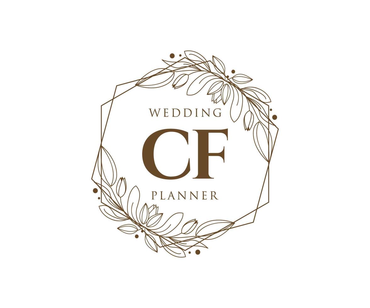 cf initialen brief hochzeitsmonogramm logos sammlung, handgezeichnete moderne minimalistische und florale vorlagen für einladungskarten, save the date, elegante identität für restaurant, boutique, café im vektor