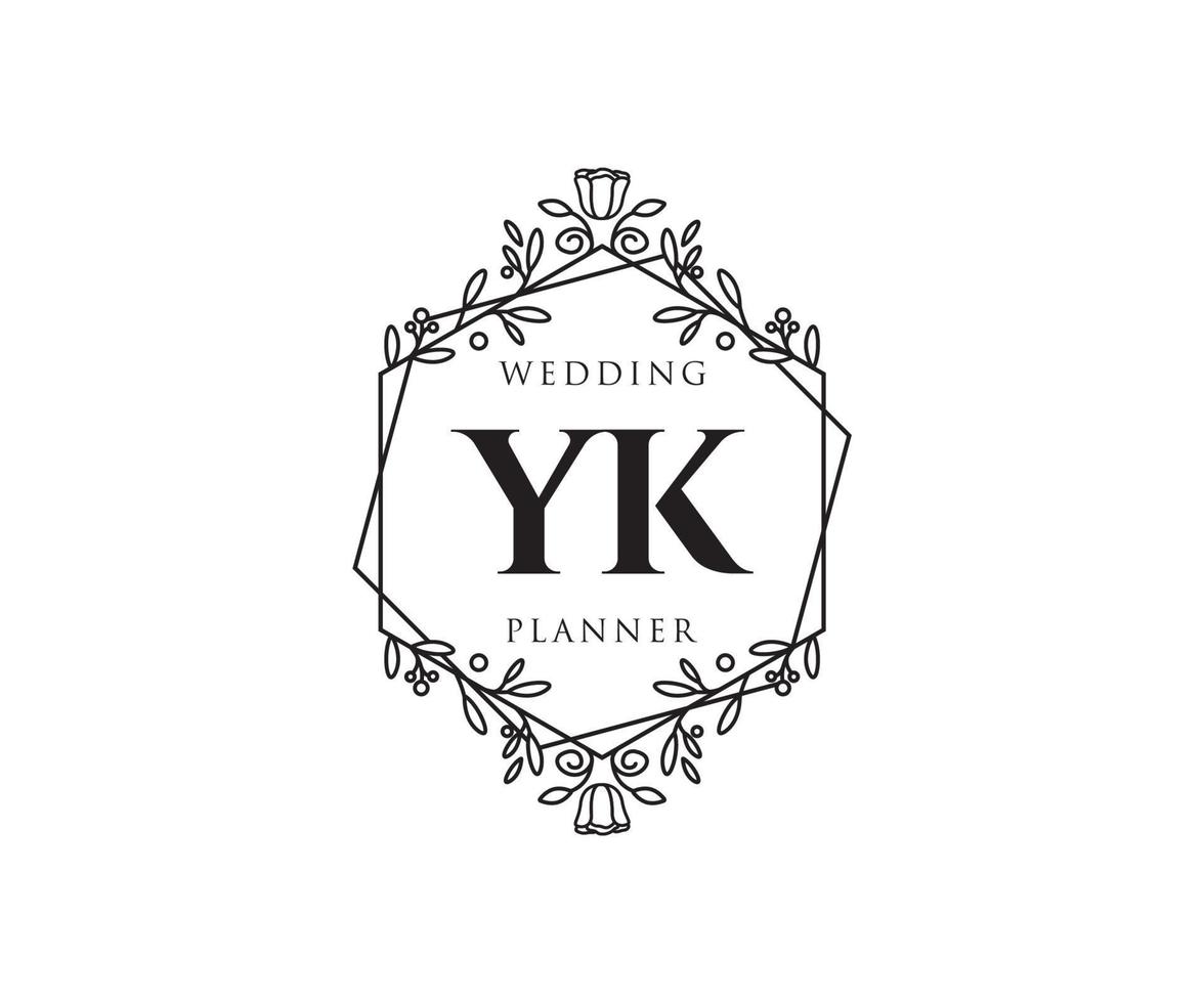 yk initialer brev bröllop monogram logotyper samling, hand dragen modern minimalistisk och blommig mallar för inbjudan kort, spara de datum, elegant identitet för restaurang, boutique, Kafé i vektor