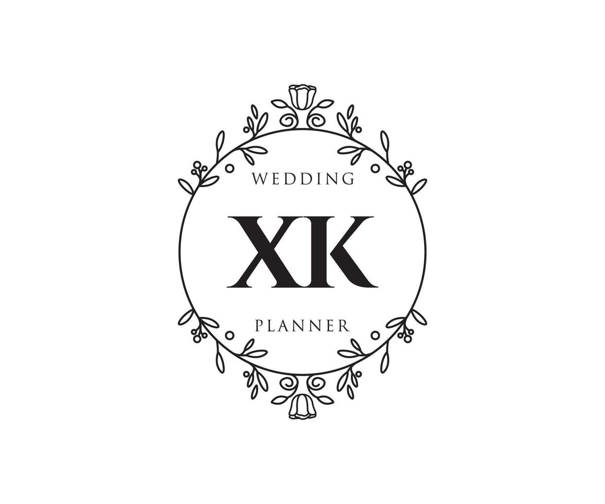 xk initialer brev bröllop monogram logotyper samling, hand dragen modern minimalistisk och blommig mallar för inbjudan kort, spara de datum, elegant identitet för restaurang, boutique, Kafé i vektor
