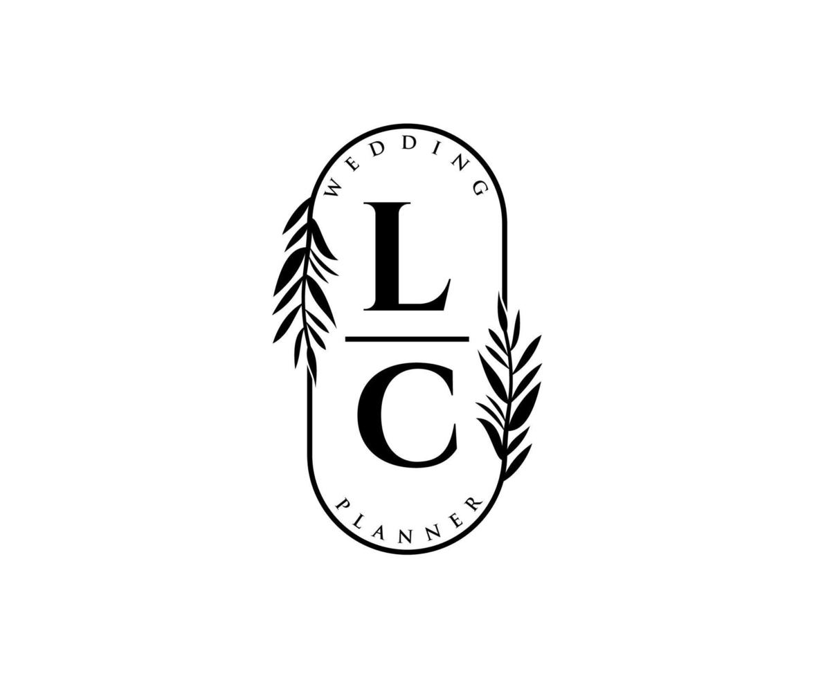 lc initialer brev bröllop monogram logotyper samling, hand dragen modern minimalistisk och blommig mallar för inbjudan kort, spara de datum, elegant identitet för restaurang, boutique, Kafé i vektor