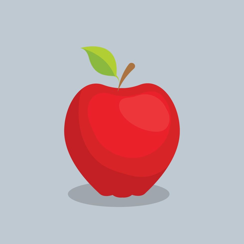 äpple röd frukt illustration i platt vektor design