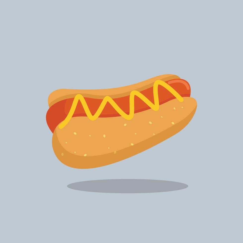 leckere illustration der fast-food-hotdog-mahlzeit im flachen vektordesign vektor